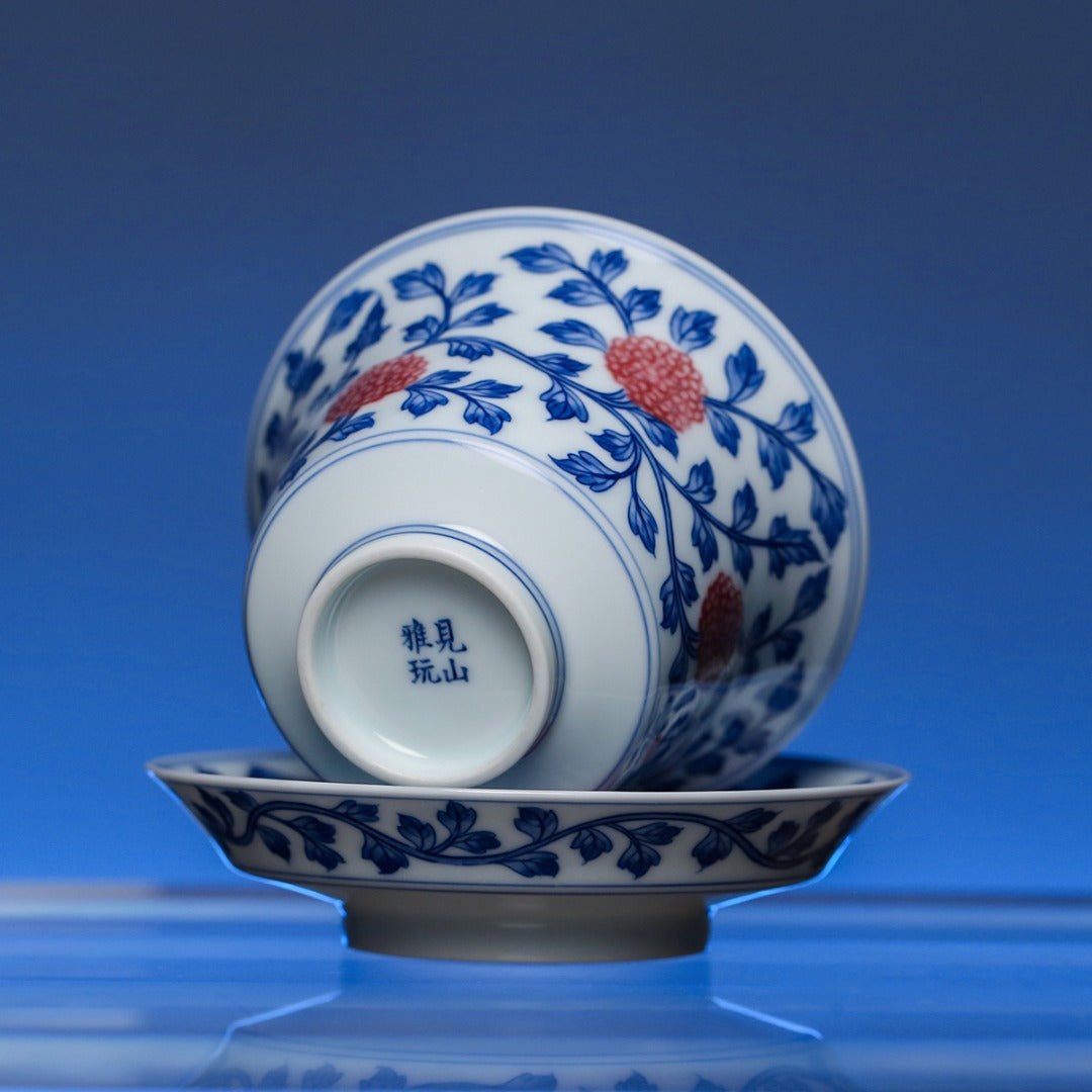 Xiu Qiu Hua 160cc - Jing De Zhen Porcelain Gaiwan - zycs_China