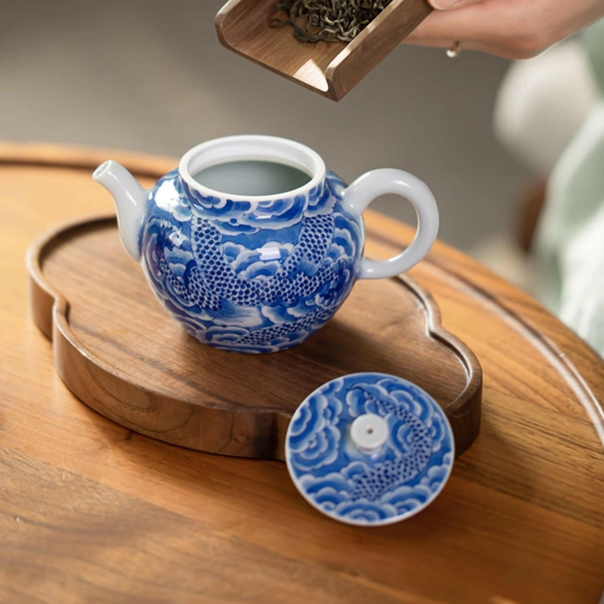 Yun Long Wen Gong Deng/Bian Du - Jing De Zhen Porcelain Teapot - zycs_China