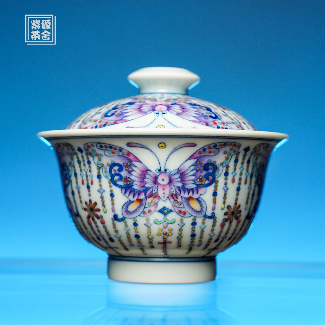 Zhu Lian Hu Die 150cc - Jing De Zhen Porcelain Gaiwan - zycs_China