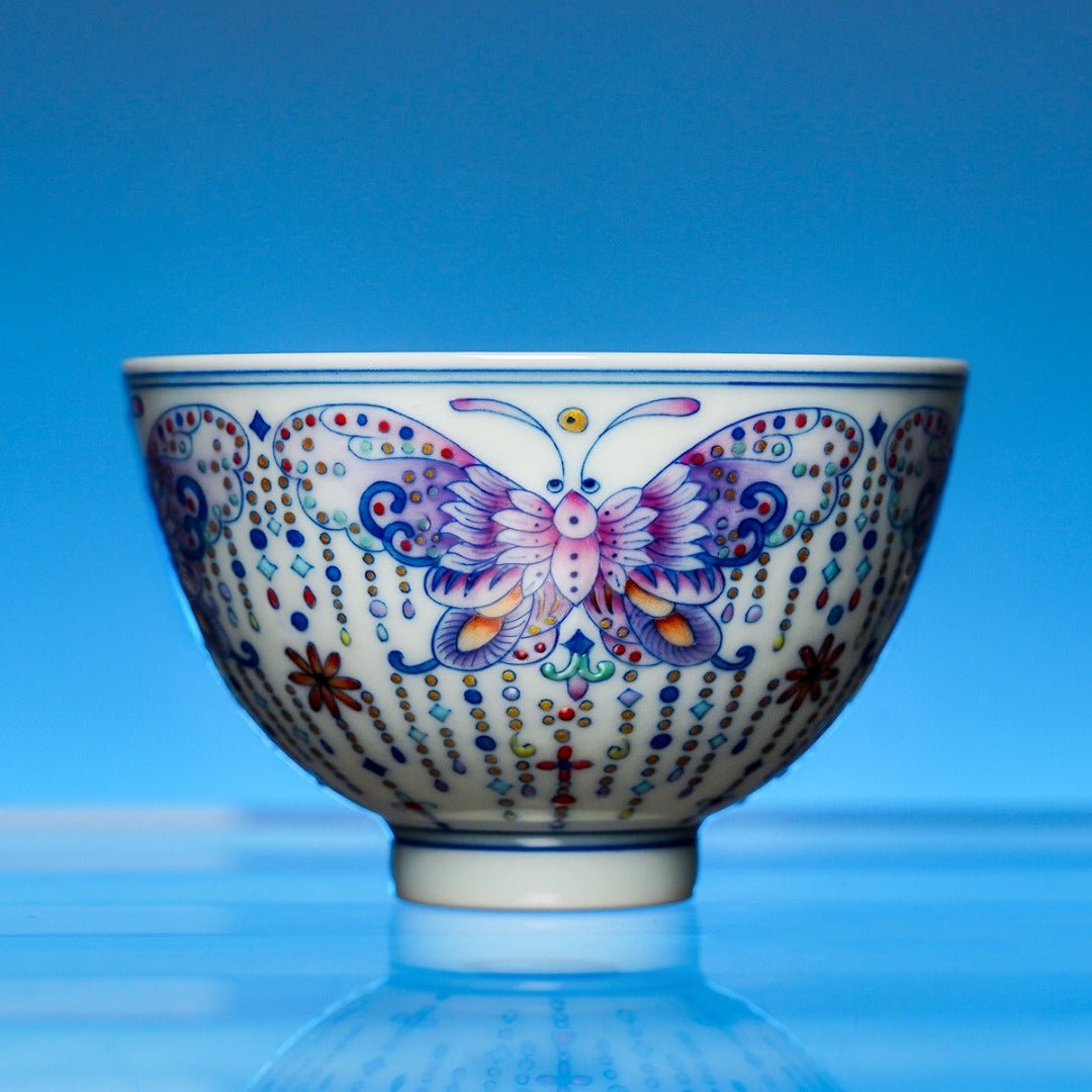 Zhu Lian Hu Die 150cc - Jing De Zhen Porcelain Gaiwan - zycs_China