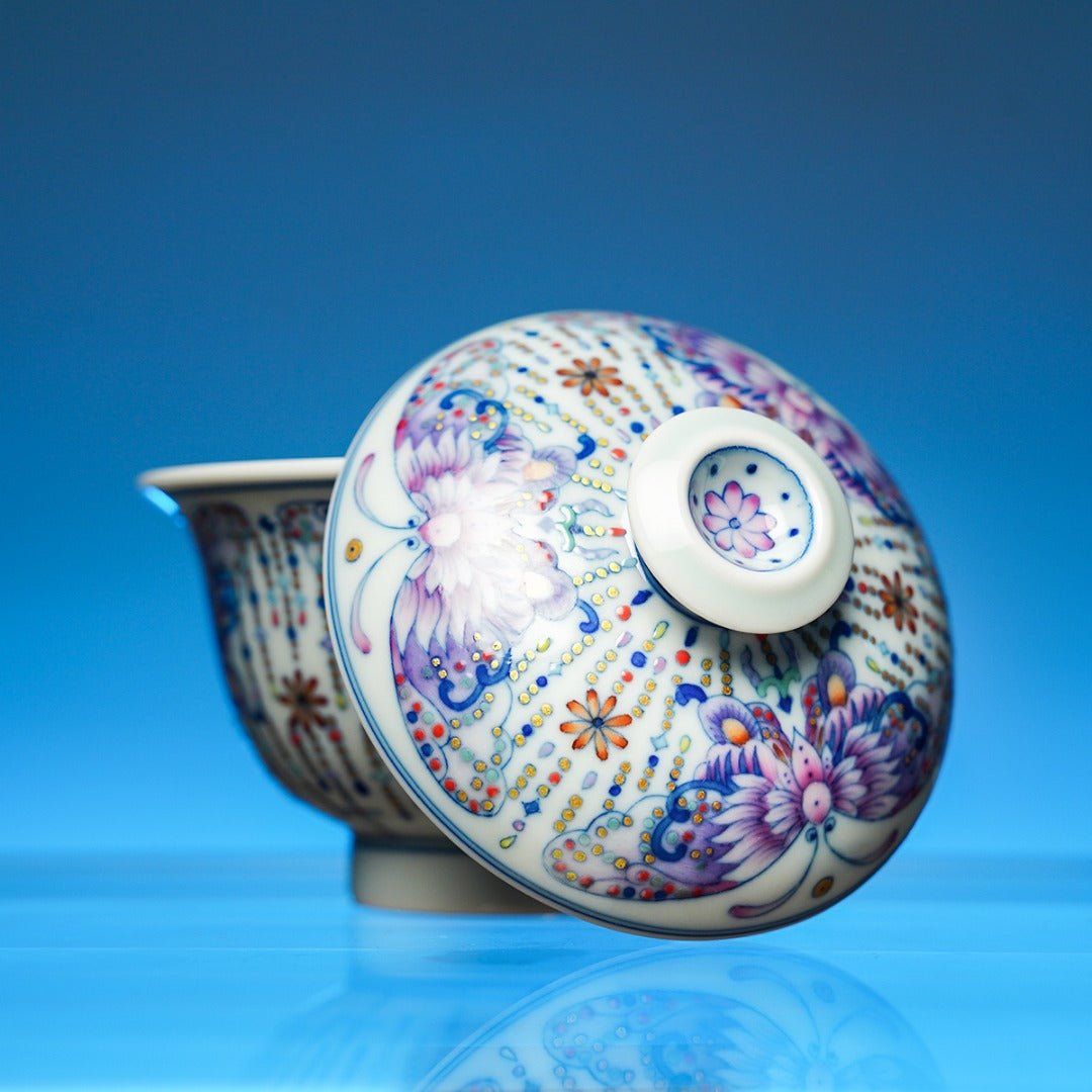 Zhu Lian Hu Die 150cc - Jing De Zhen Porcelain Gaiwan - zycs_China