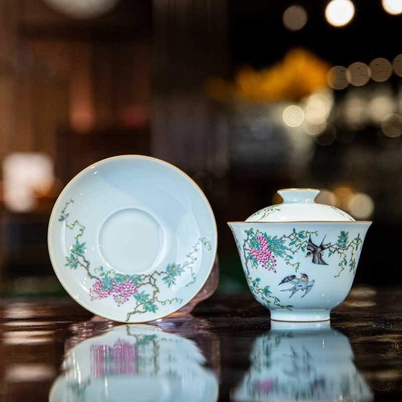 Zi Teng Hua 110cc - Jing De Zhen Porcelain Gaiwan - zycs_China